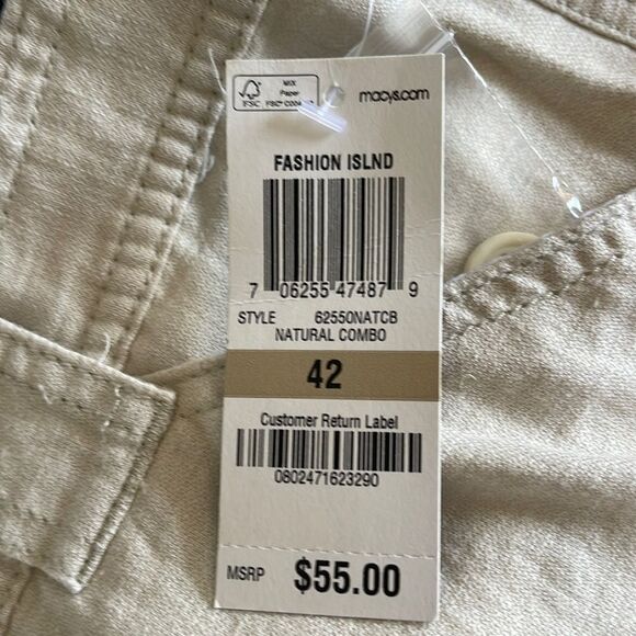 TASSO Elba Mens Linen-Blend Casual Cargo Shorts Size 42 - Picture 3 of 4